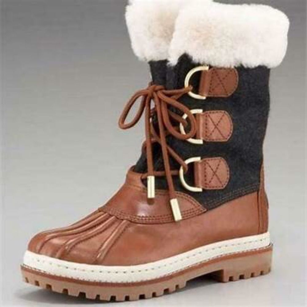 Tory Burch Shearling Duck Boots Size 8